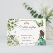 キンセアニラグリーン金ゴールドティアラフローラバタフライRsvp 出欠カード (スタンド正面)