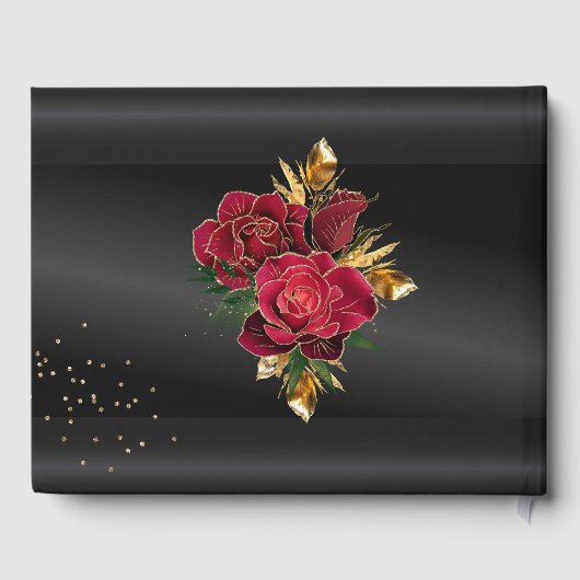 キンセアニラゲストブックレッドローゼズブラックバックグラウンド ゲストブック (裏面)