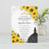 キンセアニラサンフラワーフローラ金ゴールドブラックドレス 招待状 (スタンド正面)