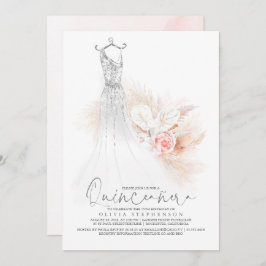 キンセアニラシックシルバーパンパスグラス15誕生日 招待状