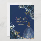 キンセアニラシックネイビーブルーフローラプリンセスクラウン 招待状 (裏面)