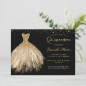キンセアニラシック金ゴールドドレスオンブラックパーティーインビタ 招待状 (スタンド正面)