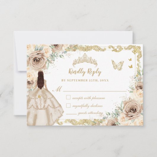 キンセアニラシャンパンクリームフローラドレスプリンセス 出欠カード (正面)