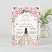キンセアニラシャンパンピンクフローラヴィンテージ金ゴールド 招待状 (スタンド正面)