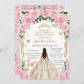 キンセアニラシャンパンピンクフローラヴィンテージ金ゴールド 招待状 (正面/裏面)