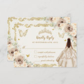 キンセアニラシャンパーニュフローラドレスプリンセス金ゴールド 出欠カード (正面/裏面)