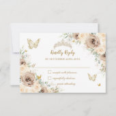 キンセアニラシャンパーニュ金ゴールドフローラ蝶 出欠カード (正面)