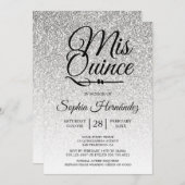 キンセアニラシルバーグリッター15誕生日 招待状 (正面/裏面)