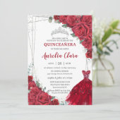 キンセアニラシルバーレッドローゼスフローラドレスガウン 招待状 (スタンド正面)