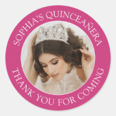 キンセアニラシンプル暗い赤紫色ピンクサンキュー ラウンドシール (正面)