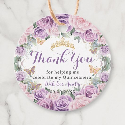 キンセアニラスイート16パープル薄紫ピンクフローラ金ゴールド フェイバータグ (正面)