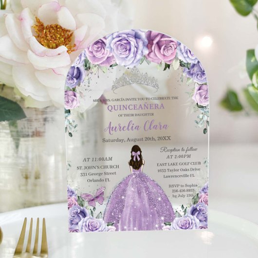 キンセアニラスイート16パープル薄紫フローラガウンArch アクリル招待状
