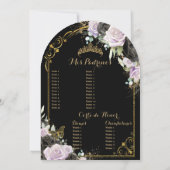 キンセアニラスイート16ブラックパープルフローラ金ゴールドアーチ 招待状 (裏面)