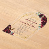 キンセアニラスイート16ブルゴーニュフローラ金ゴールドアーチ アクリル招待状 (レイダウン)