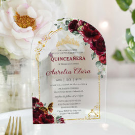 キンセアニラスイート16ブルゴーニュフローラ金ゴールドアーチ アクリル招待状