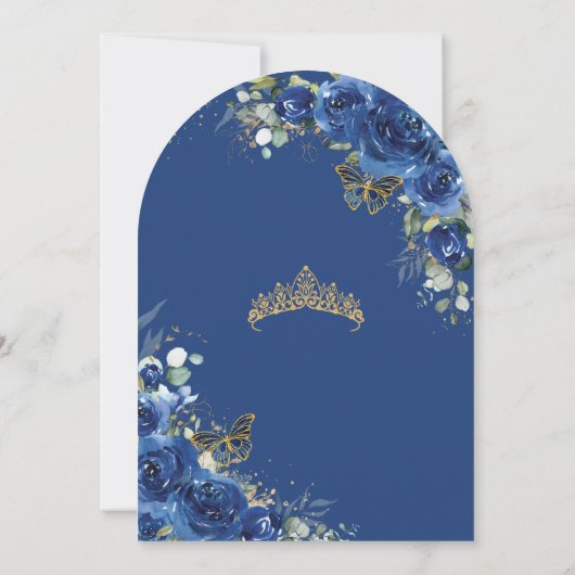 キンセアニラスイート16ブルー王室のフローラアーチ 招待状 (裏面)