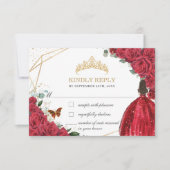 キンセアニラスイート16誕生日レッドローゼスフローラ 出欠カード (正面)