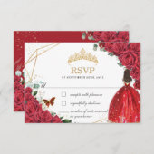 キンセアニラスイート16 15誕生日レッドローゼスフローラ 出欠カード (正面/裏面)