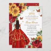 キンセアニラスウィート16レッドローゼスサンフラワーズフローラ 招待状 (正面/裏面)