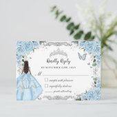 キンセアニラスカイブルーフローラフラワーズドレスプリンセス 出欠カード (スタンド正面)