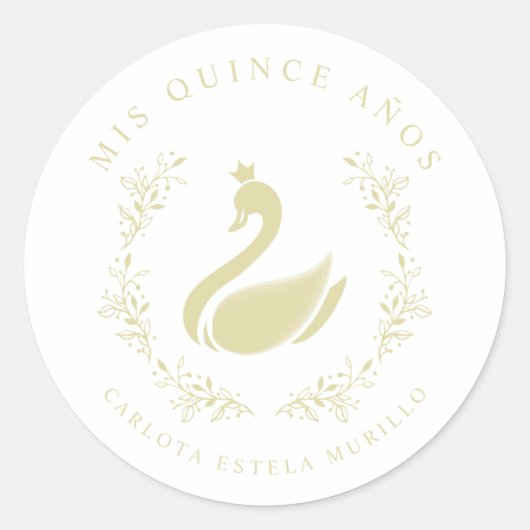 キンセアニラスペインのイエロー&金ゴールドロマンチックスワン ラウンドシール (正面)