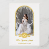 キンセアニラスペインのゴールデンファンシーアーチ効果写真 箔招待状 (正面)