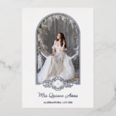 キンセアニラスペインの銀ファンシーアーチ効果写真 箔招待状 (正面)