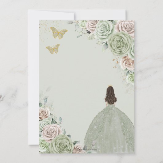 キンセアニラセージグリーンシャンパン金ゴールドフローラ 招待状 (裏面)