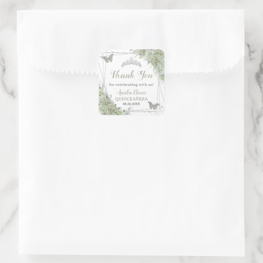 キンセアニラセージグリーンフローラシルバー蝶 スクエアシール (バッグ)