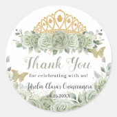 キンセアニラセージグリーンフローラ金ゴールドクラウンバタフライ ラウンドシール (正面)