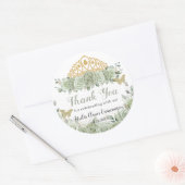 キンセアニラセージグリーンフローラ金ゴールドクラウンバタフライ ラウンドシール (封筒)