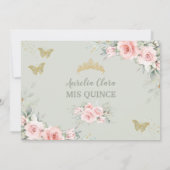 キンセアニラセージグリーン蝶ピンクフローラ 招待状 (裏面)
