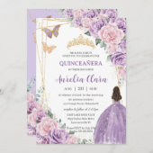 キンセアニラソフトパープル薄紫ピンクフローラプリンセス 招待状 (正面/裏面)