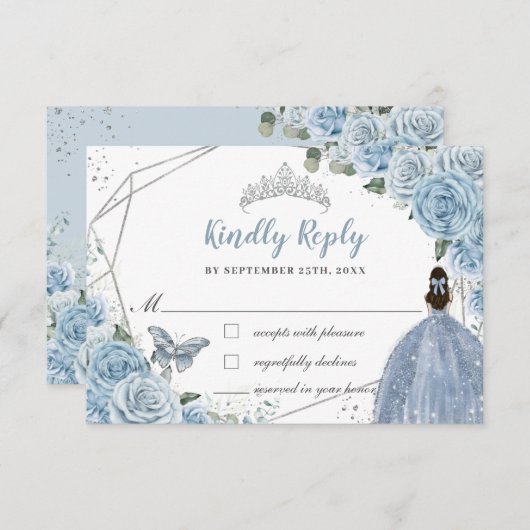 キンセアニラソフトベビーブルーフローラバラプリンセス 出欠カード (正面/裏面)