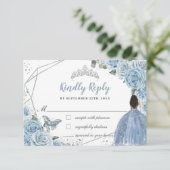 キンセアニラソフトベビーブルーフローラブラウンプリンセス 出欠カード (スタンド正面)