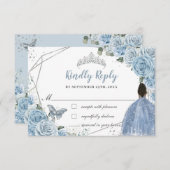 キンセアニラソフトベビーブルーフローラブラウンプリンセス 出欠カード (正面/裏面)