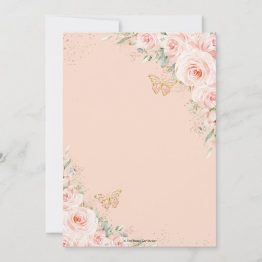 キンセアニラソフト赤面フローラバラ蝶 招待状 (裏面)