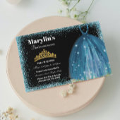 キンセアニラターコイズグリッターバルゴウン誕生日 招待状