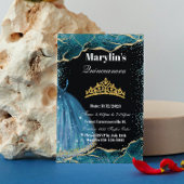 キンセアニラターコイズグリッターバルゴウン誕生日 招待状