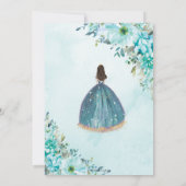 キンセアニラターコイズグリーンフローラ金ゴールドプリンセス 招待状 (裏面)