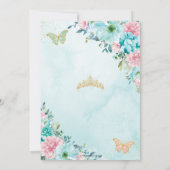 キンセアニラターコイズピンクフローラ金ゴールド蝶 招待状 (裏面)