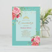 キンセアニラターコイズフローラ金ゴールド招待状 招待状 (スタンド正面)