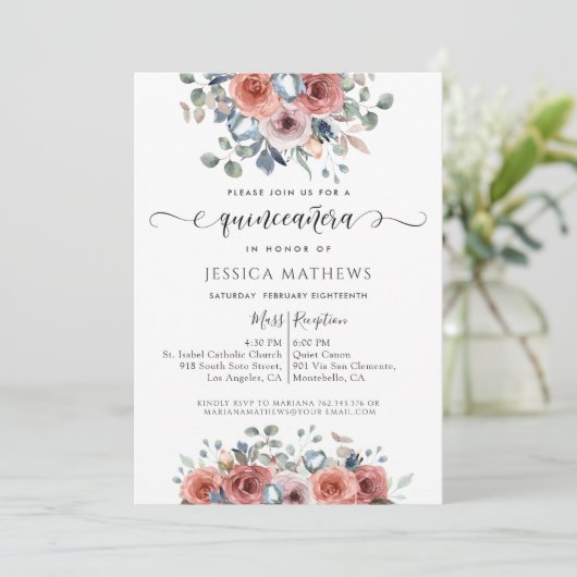 キンセアニラダスティブルーピンク金ゴールド至福フローラ 招待状 (スタンド正面)