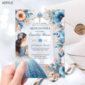 キンセアニラダスティブルーピーチシルバードレスの花 アクリル招待状
