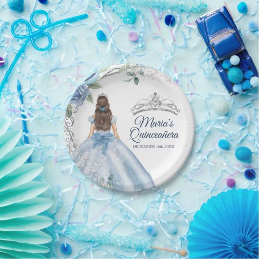 キンセアニラダスティブルーフラワーウォーター色 ペーパープレート (パーティー)