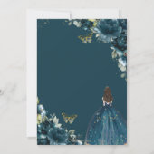 キンセアニラダークティール（緑がかった色）ピーコックフローラプリンセス 招待状 (裏面)