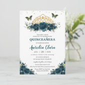 キンセアニラダークティール（緑がかった色）フローラ蝶クラウン 招待状 (スタンド正面)