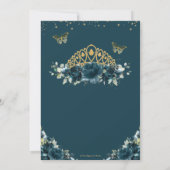 キンセアニラダークティール（緑がかった色）フローラ蝶クラウン 招待状 (裏面)