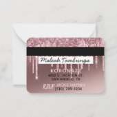 キンセアニラダークバラ金ゴールド&ピンクグリッタードリップ ノートカード (裏面)