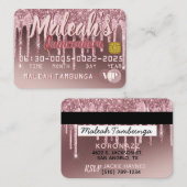 キンセアニラダークバラ金ゴールド&ピンクグリッタードリップ ノートカード (正面/裏面)